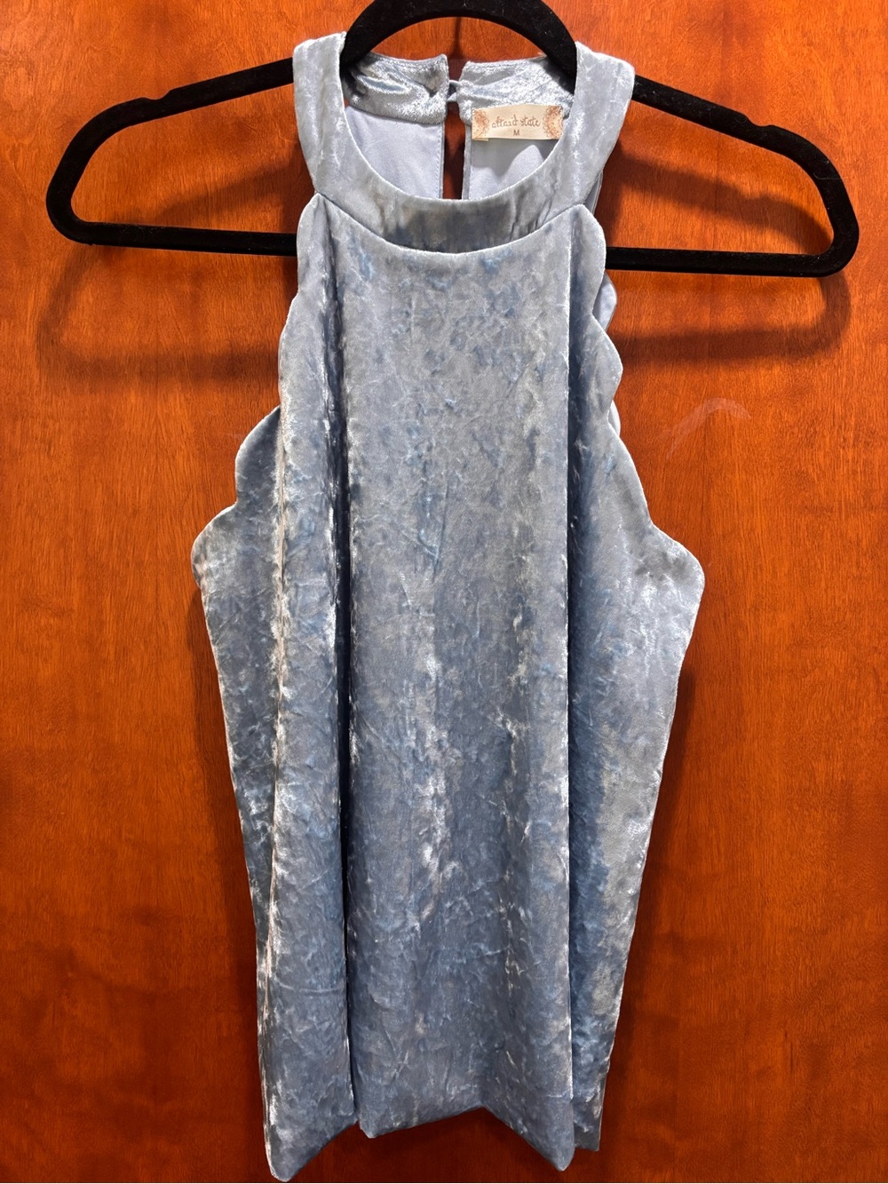 Altar'd State Pale Blue Crushed Velvet Halter Camisole